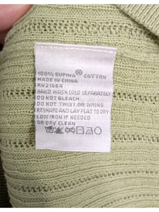 Foxcroft Women Sage Green Supima Cotton 2 Piece Cardigan Shell Set Size L Ribbed - Picture 4 of 16